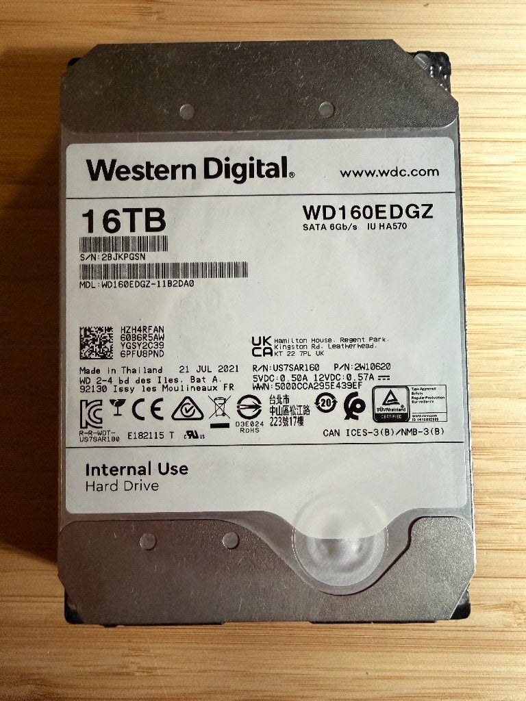 16TB Western Digital HDD, Ophalen, Intern, Gebruikt, WD (Western Digital)
