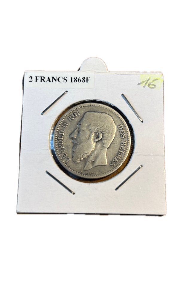LEOPOLD II: Zilver 2 FRANCS 1868F, Postzegels en Munten, Ophalen of Verzenden, Zilver, Zilver