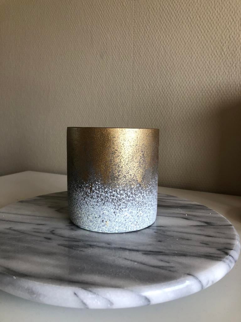 Bloempot goud effect diameter 10cm, Moins de 25 cm, Rond, Pierre, Enlèvement