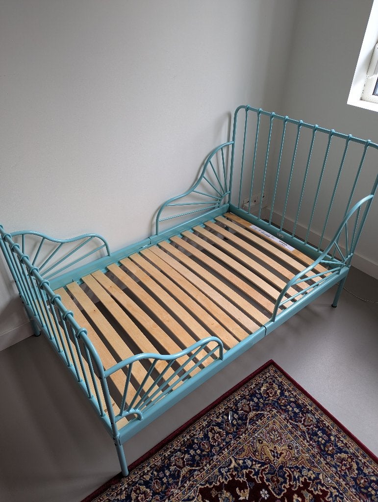 Lit de culture Ikea Minnen gris-bleu 80x200 cm avec matelas, 70 à 85 cm, Enlèvement, Matelas, 180 cm ou plus