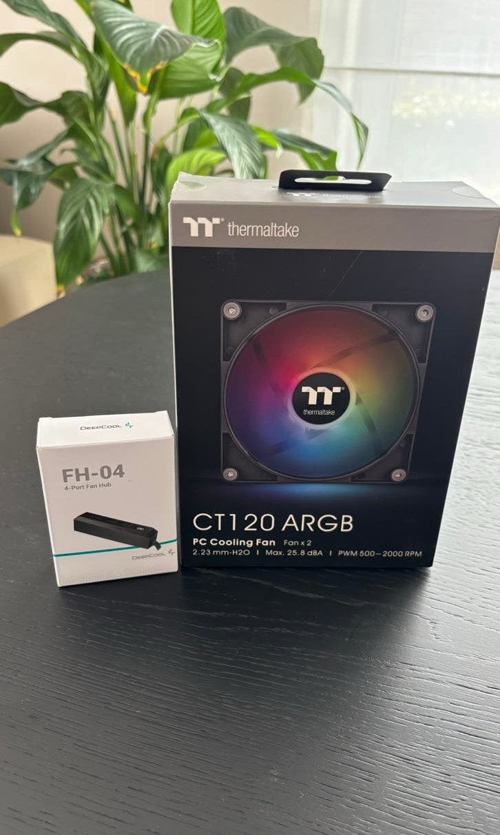 Thermaltake CT120 ARGB x2 desktop pc fan +hub, Enlèvement, Neuf, Refroidisseur ordinateur à air