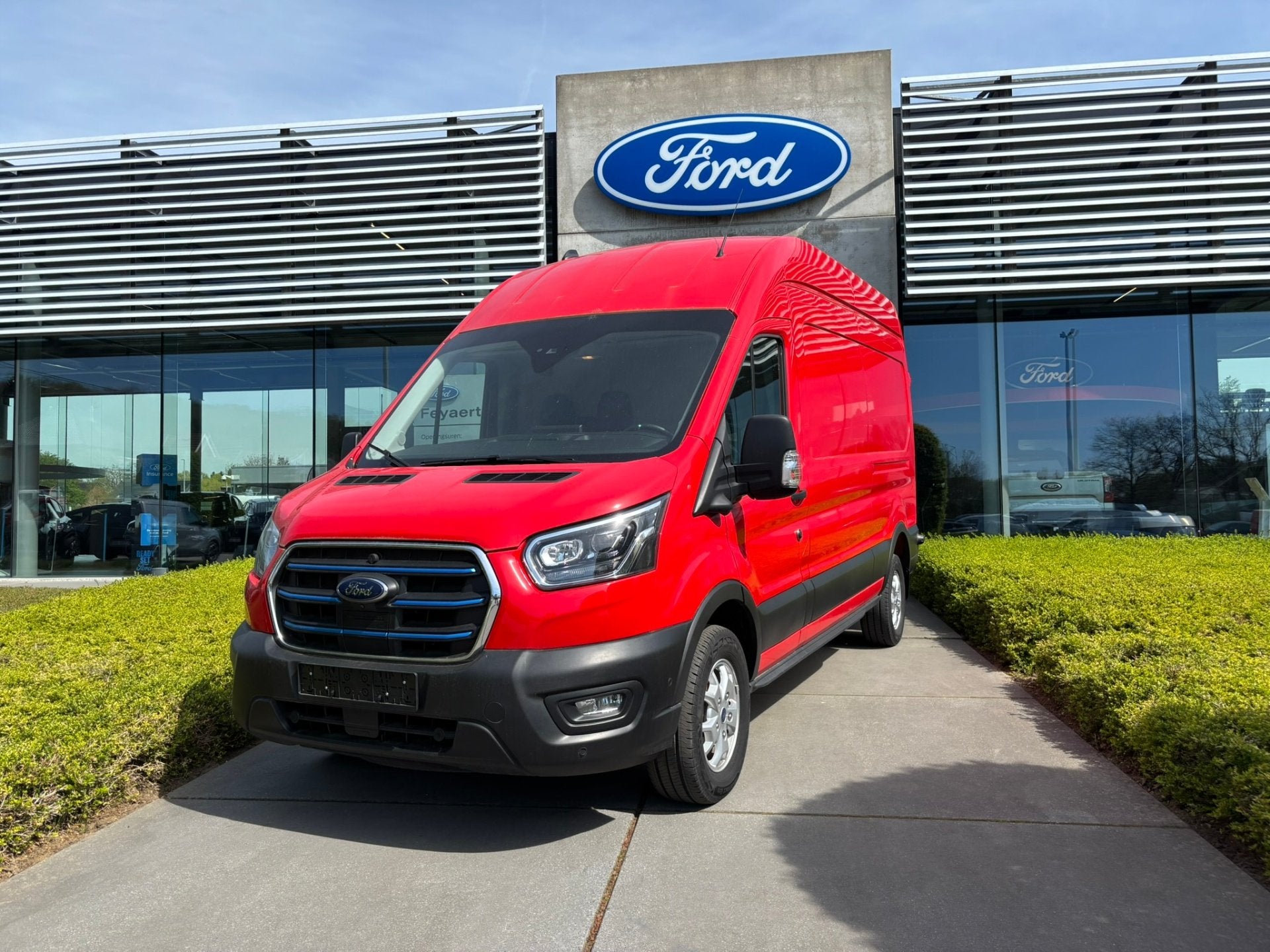 Ford Transit E-Transit 2T 350L L3 Trend Electric – Hoog Da, Autos, Rouge, Entreprise, 3 places, Automatique