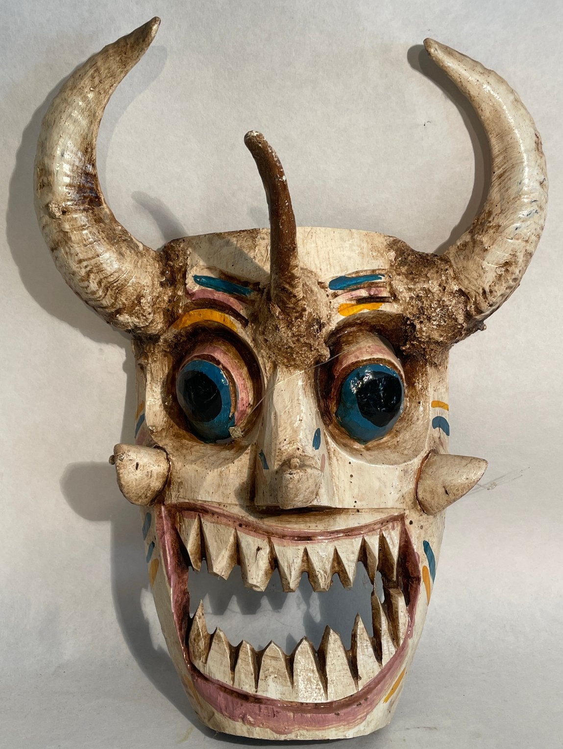 Masque de diable Guerrero mexicain sculpté à la main, Bois, Enlèvement, 20 - 50 cm, Amérique du Sud