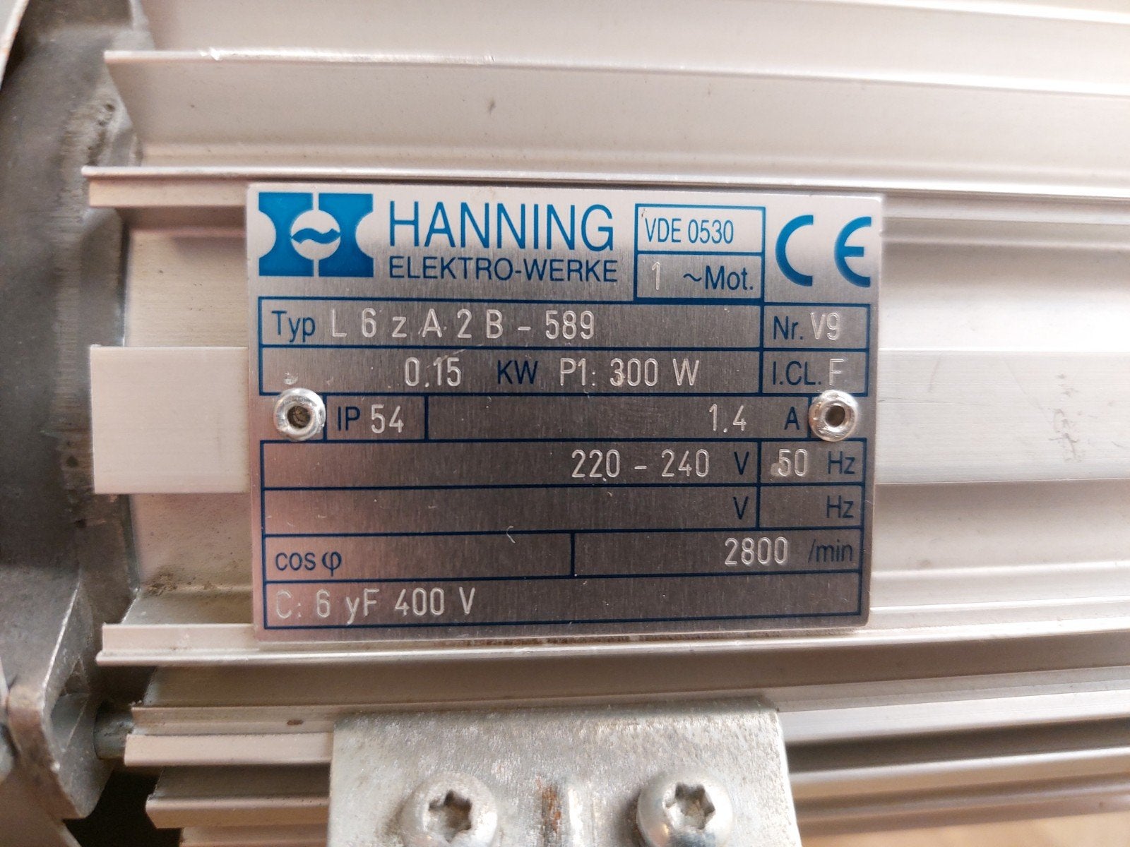 Hanning elektromotor 230v, Bricolage & Construction, Moteurs, Enlèvement ou Envoi, Moteur électrique