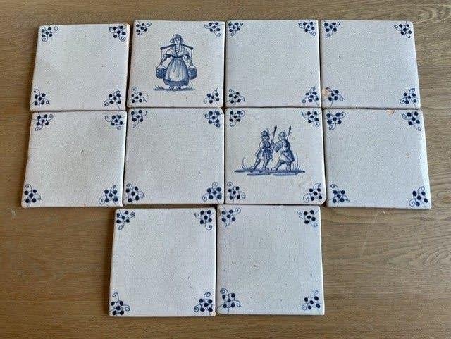 Oud Delfts blauw tegels 10 stuks, Ophalen