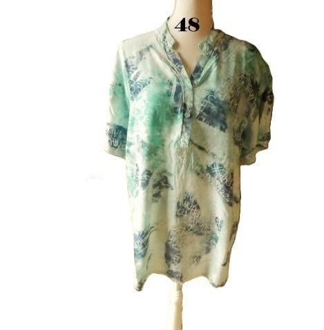 (107) -blouse femme t.48 verte bleue, Kleding | Dames, Blouses en Tunieken, Ophalen of Verzenden, Zo goed als nieuw, Maat 46/48 (XL) of groter