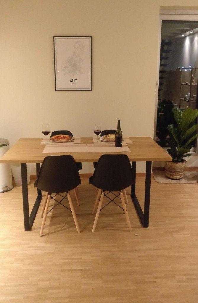 Eetkamerset te koop - Tafel + 4 stoelen, Huis en Inrichting, Ophalen, Gebruikt, Vier personen, Rechthoekig