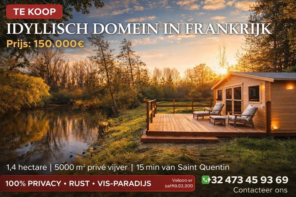 Idyllisch natuurdomein met vijver