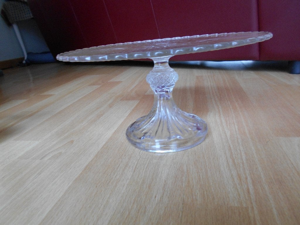 Plat à tarte et gâteau sur pied, Plateau, Vintage, Comme neuf, Verre