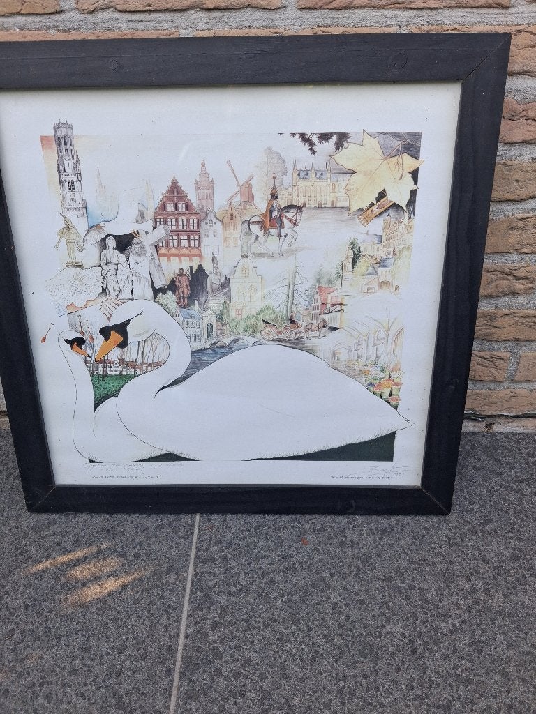 Original Acryl Painting luc Boy   Brugge, Enlèvement