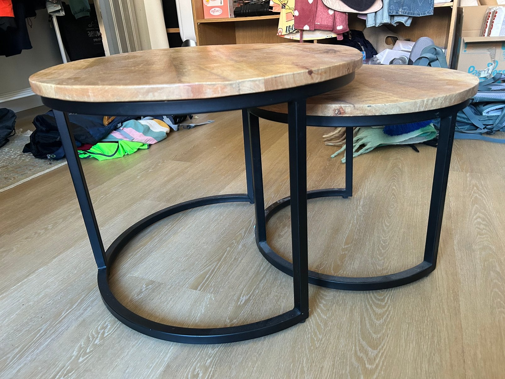 Houten Salontafels, Huis en Inrichting, Ophalen, Rond, 50 tot 100 cm, Zo goed als nieuw