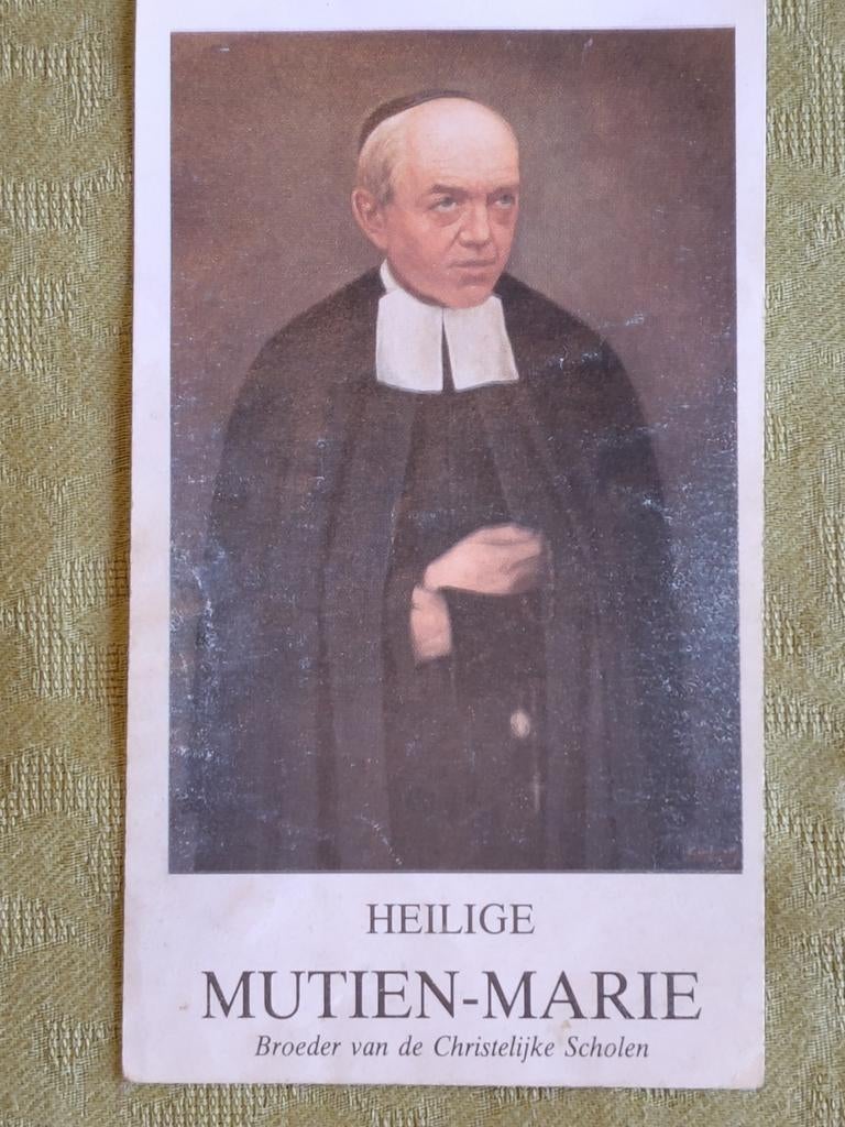Devotiekaartje met relikwie van H. Mutien-Marie, Ophalen of Verzenden