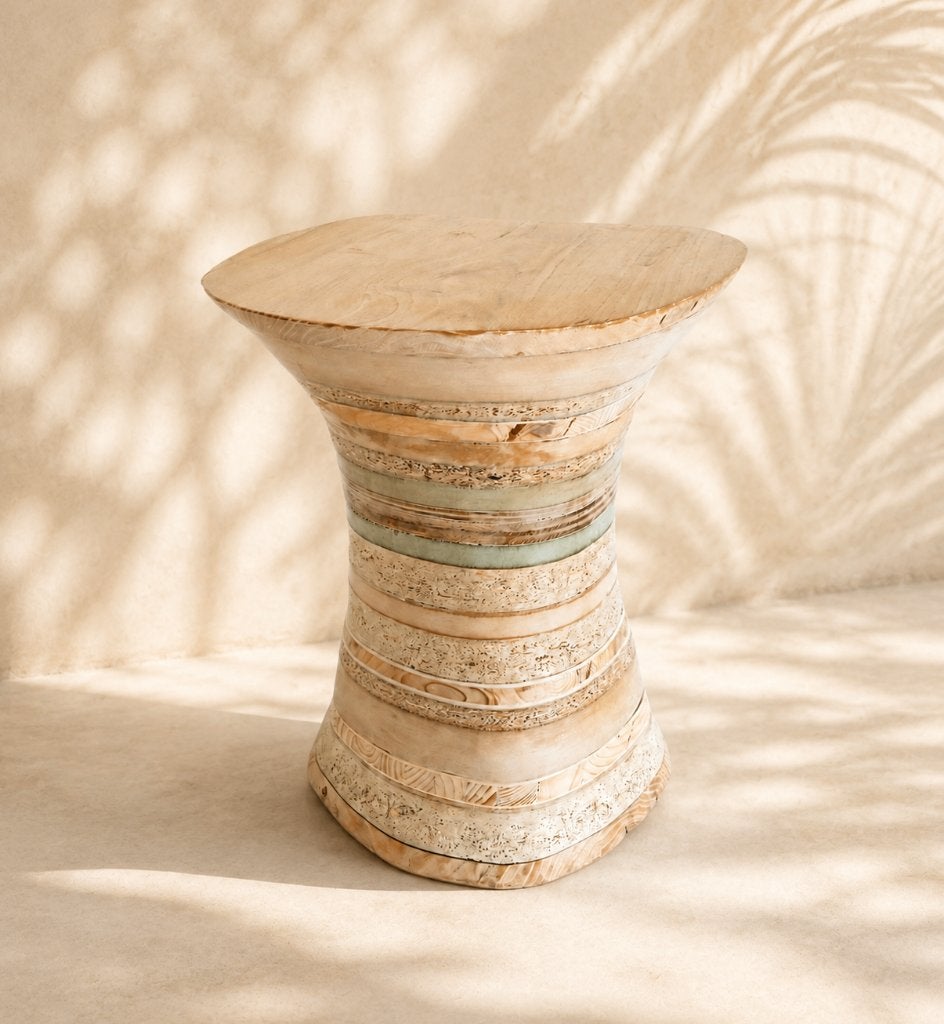Organische bijzettafel / Kruk handwerk, Antiek en Kunst, Ophalen