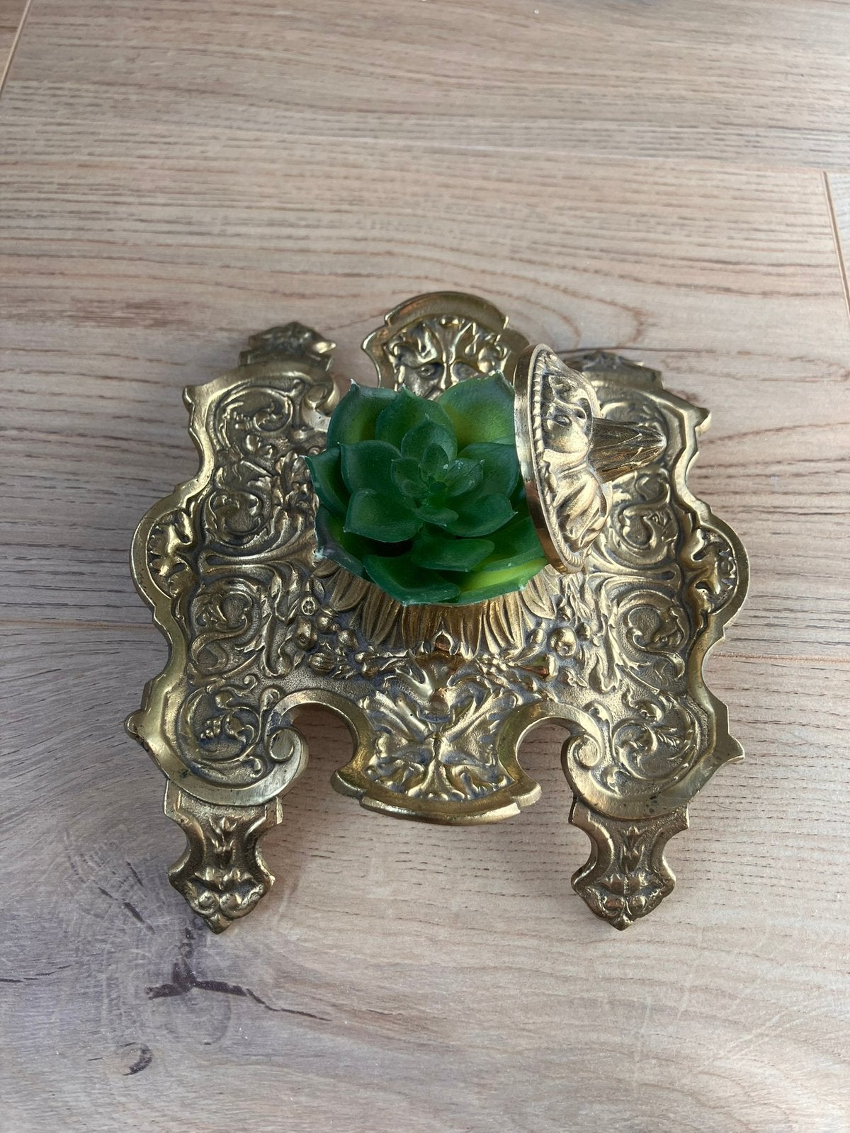 Vintage messing kandelaar / sierstuk barok rococo – DEPOSE, Ophalen of Verzenden, Koper