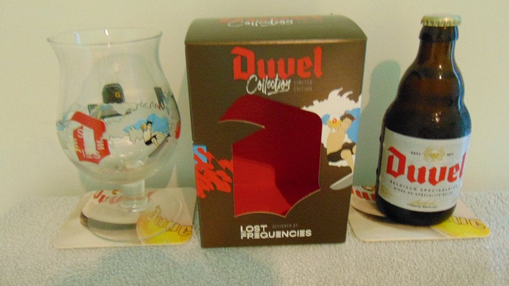 Duvel glas Lost Frequencies + 1 Duvel met viltjes, Enlèvement ou Envoi, Comme neuf, Verre ou Verres, Duvel