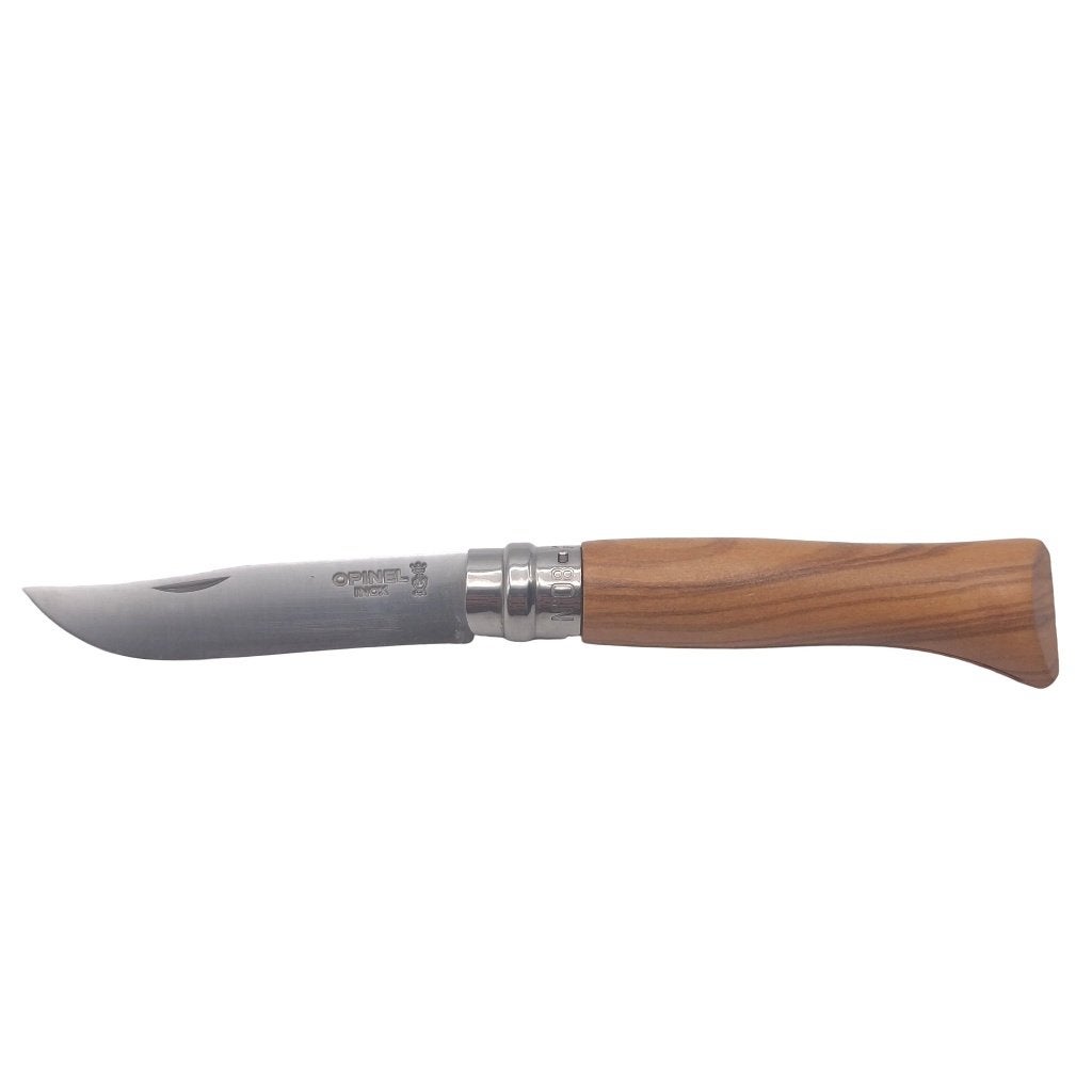 Bois d'olivier Opinel n 08 en inox — Grade C, Enlèvement ou Envoi, Comme neuf