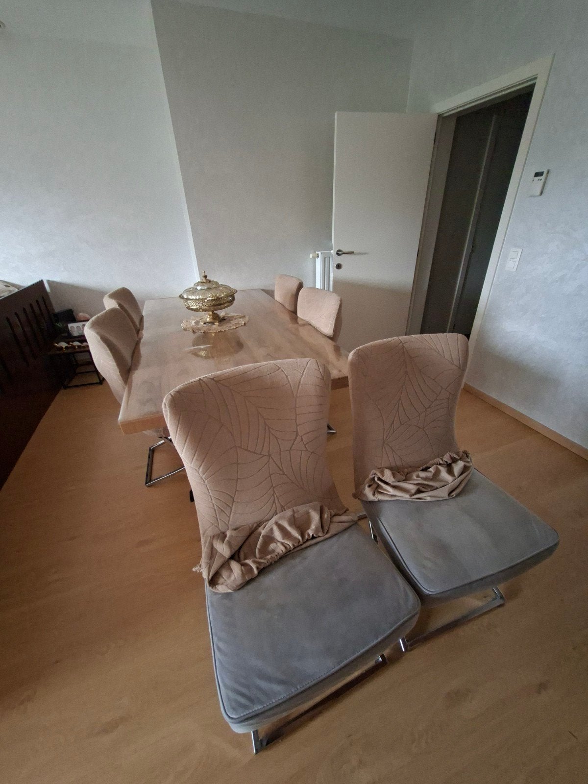 6 mooie zetels te koop set, Maison & Meubles, Chaises, Enlèvement, Utilisé, Gris, Cinq, Six Chaises ou plus
