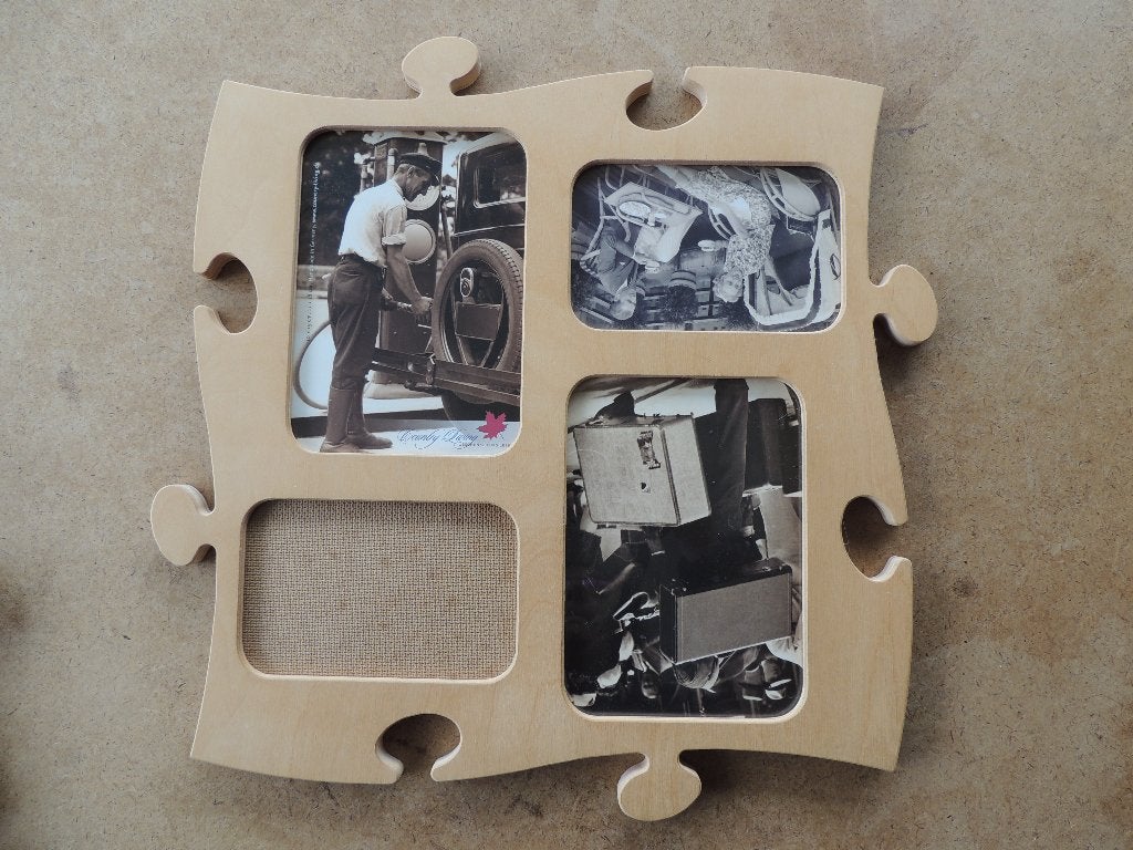 Cadre en forme de puzzle - un grand pour 4 photos, Maison & Meubles, Enlèvement, Bois