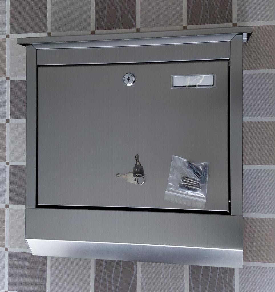 Nieuwe roestvrijstalen brievenbus (grijs), Jardin & Terrasse, Boîtes aux lettres, Neuf, Murale, Acier, Enlèvement