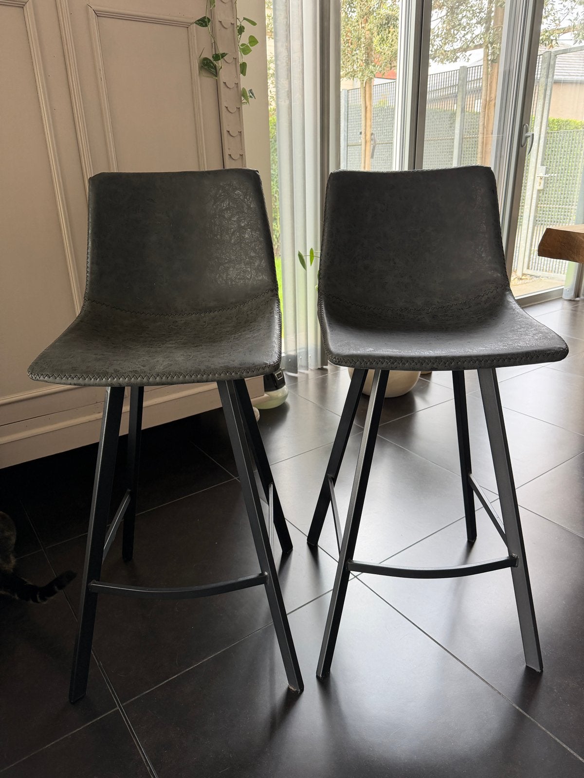 2 antraciete barkrukken, goede staat, Antiek en Kunst, Ophalen