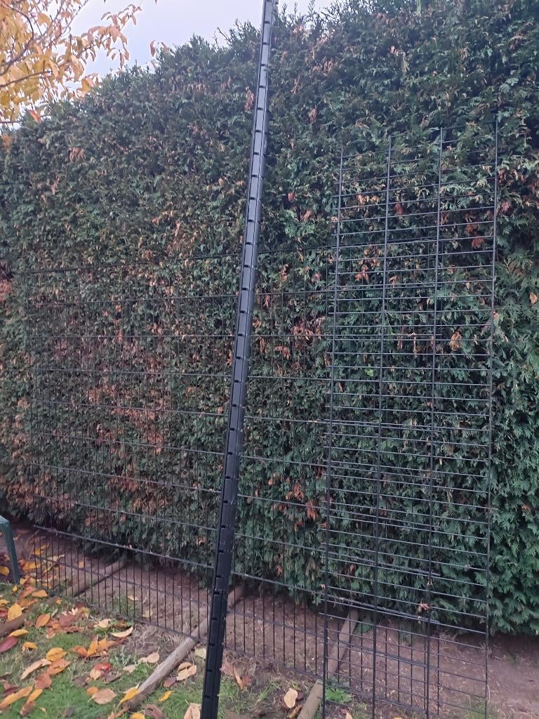 Grand panneau de clôture DOUBLE FIL avec poteau, Jardin & Terrasse, Clôtures de jardin, Enlèvement, Neuf, Fer, Clôture en treillis métallique double