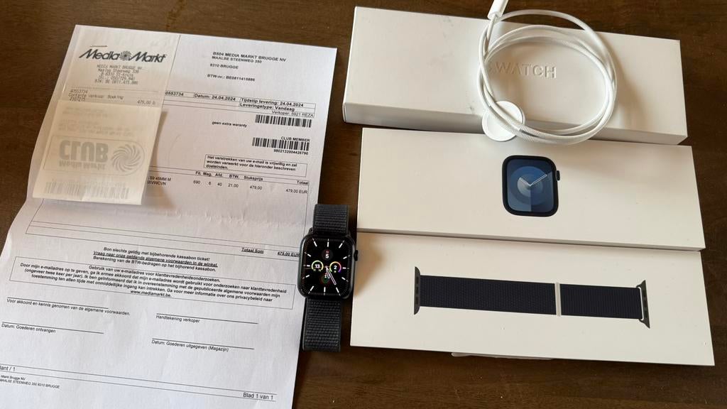 Apple watch series 9 45mm, Ophalen, Gebruikt, Blauw, IOS