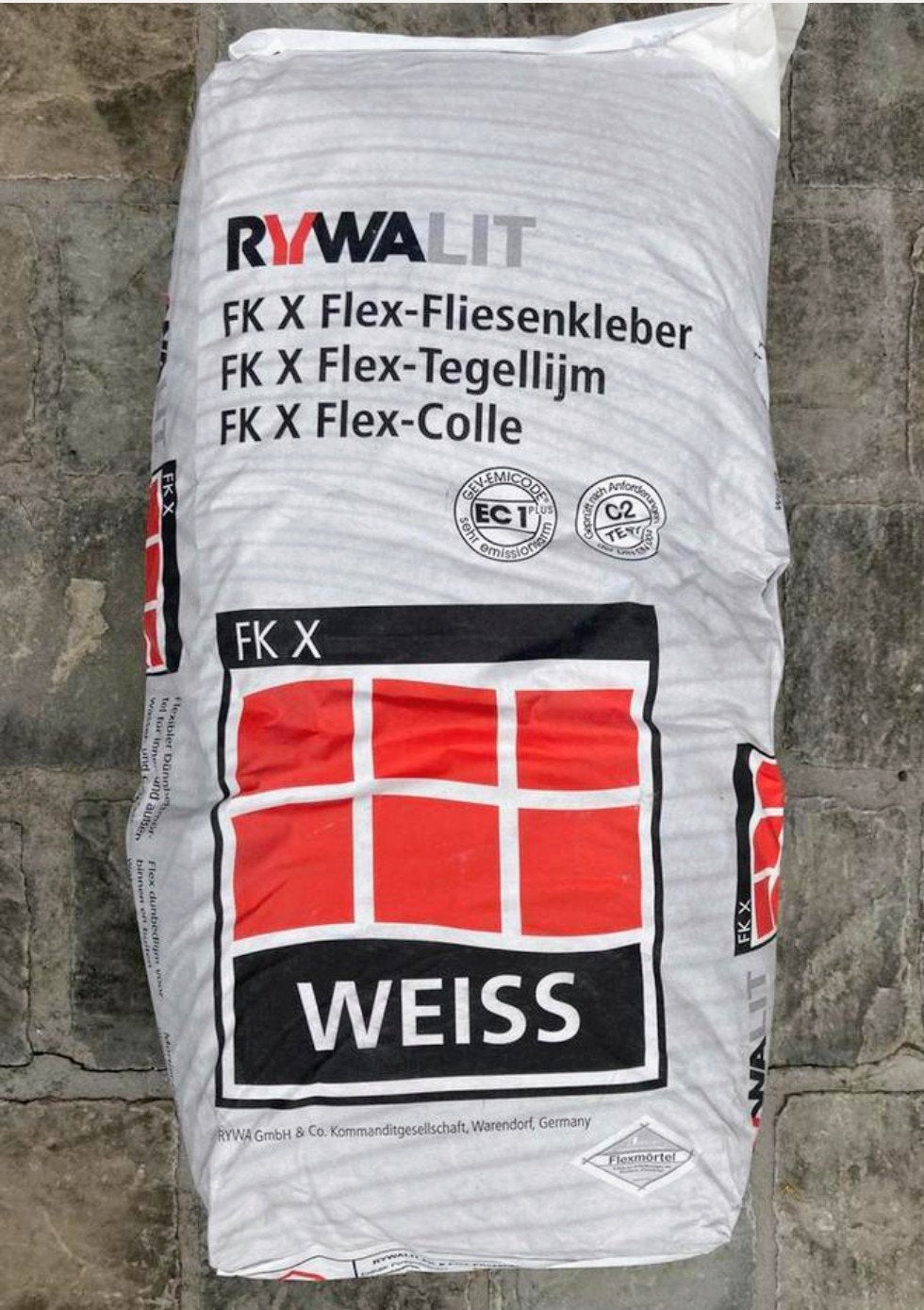 3 zakken Rywalit FK X Flex-tegellijm, Doe-het-zelf en Bouw, Ophalen, Zo goed als nieuw, Overige materialen, Wandtegels