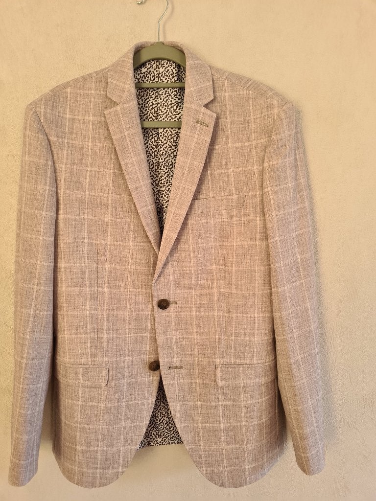 Herenkostuum   colbert en gilet  maat 48, Ophalen, Maat 48/50 (M), Beige, Zo goed als nieuw