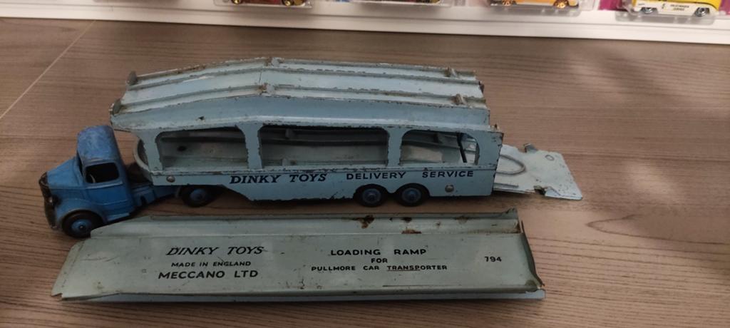 Dinky toys pullmore car transporter met loading ramp, Ophalen of Verzenden, Dinky Toys