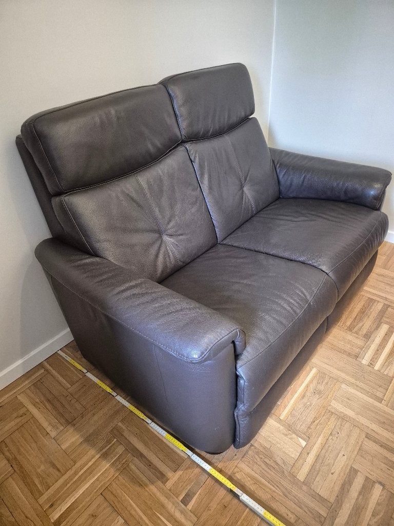 Lederen tweezit 145cm breed, Ophalen, Gebruikt