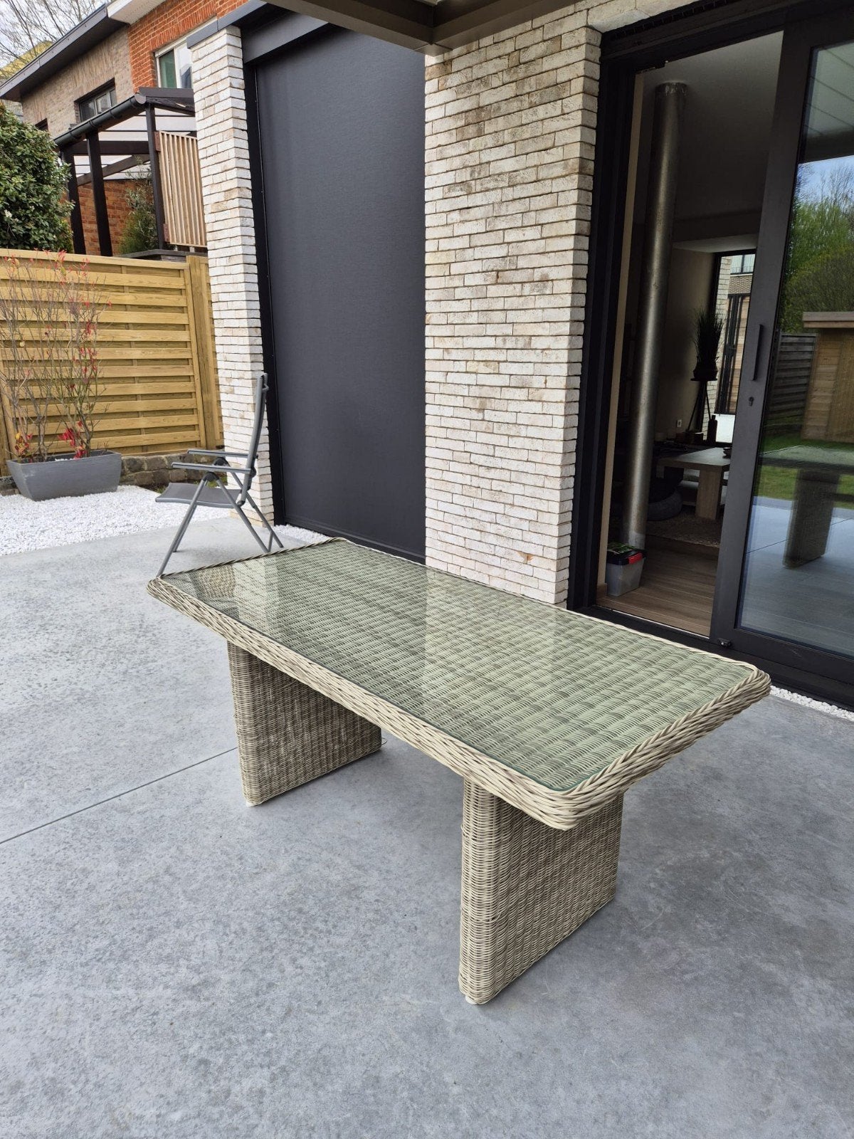 Table de jardin en osier beige, Enlèvement, Utilisé, Rectangulaire, Osier