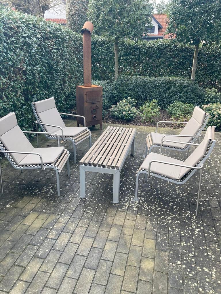 4 extremis extempore stoelen met kussens in nieuwstaat, Ophalen, Zo goed als nieuw, Hout