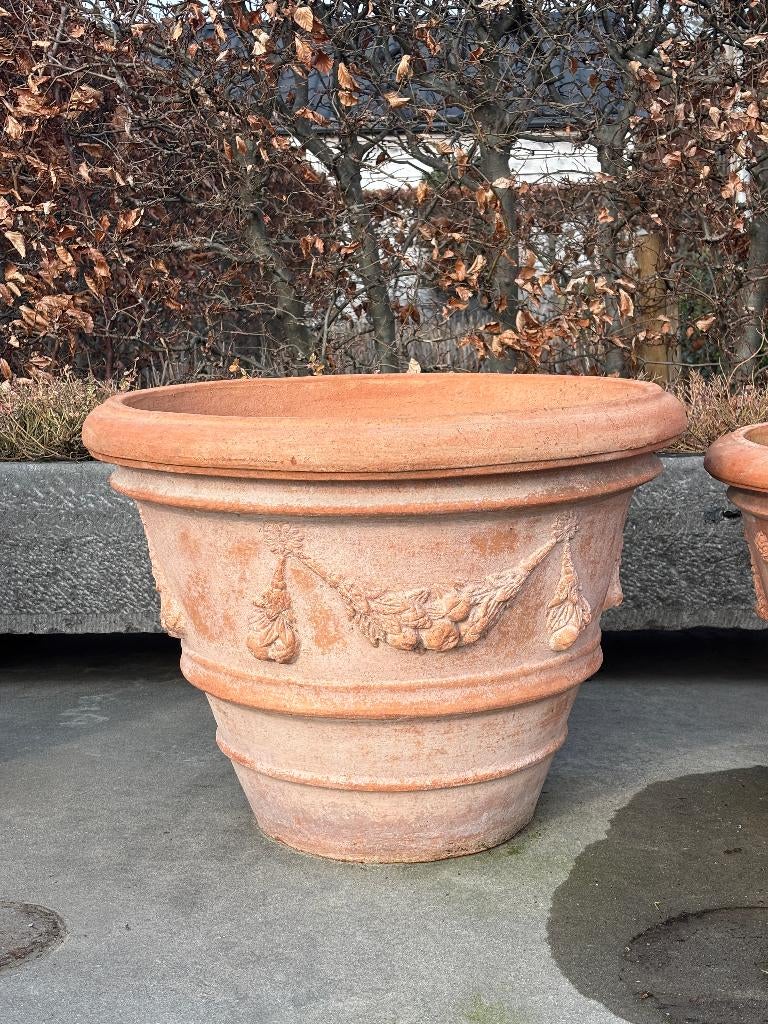 Terracotta bloempot, Tuin en Terras, Ophalen, 40 cm of meer, Rond, Zo goed als nieuw