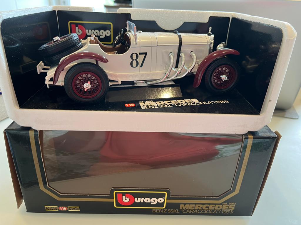 Mercedes benz sskl van 1931, Hobby en Vrije tijd, Modelauto's | 1:18, Ophalen, Zo goed als nieuw, Burago
