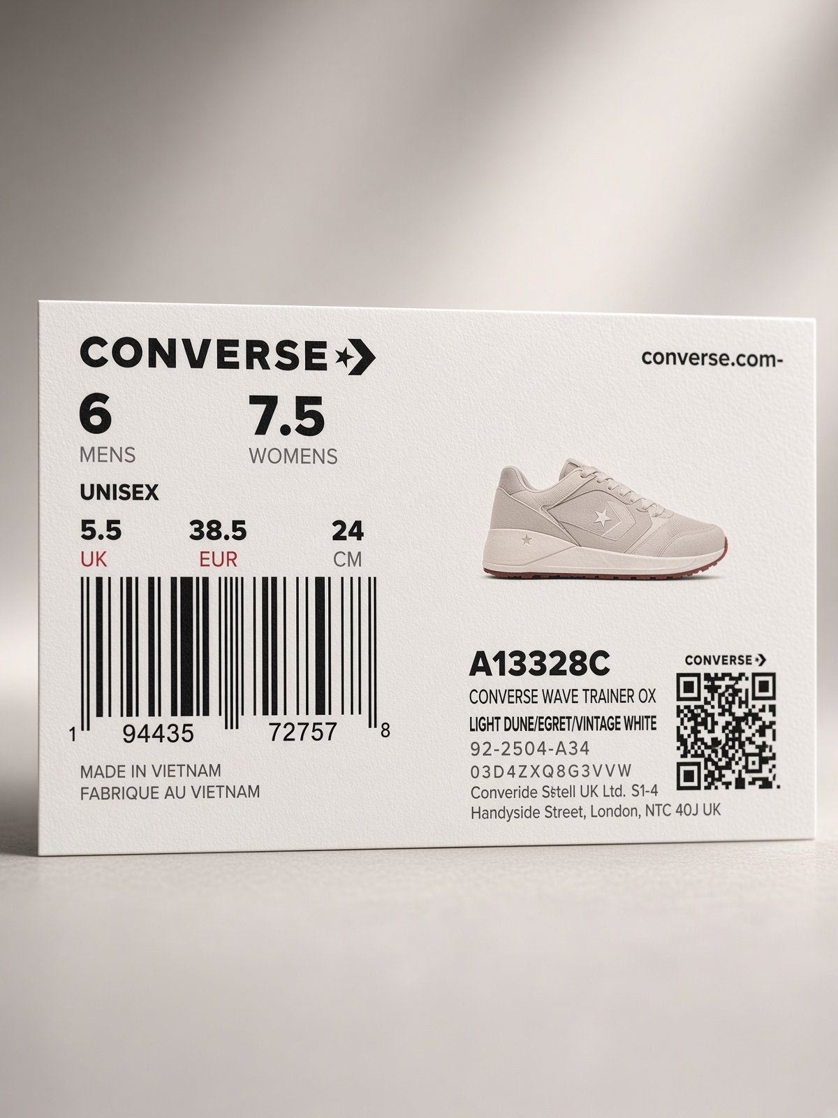 Nieuwe Converse Wave Trainer OX Unisex maat EU38,5 beige!, Beige, Nieuw, Ophalen of Verzenden, Sneakers