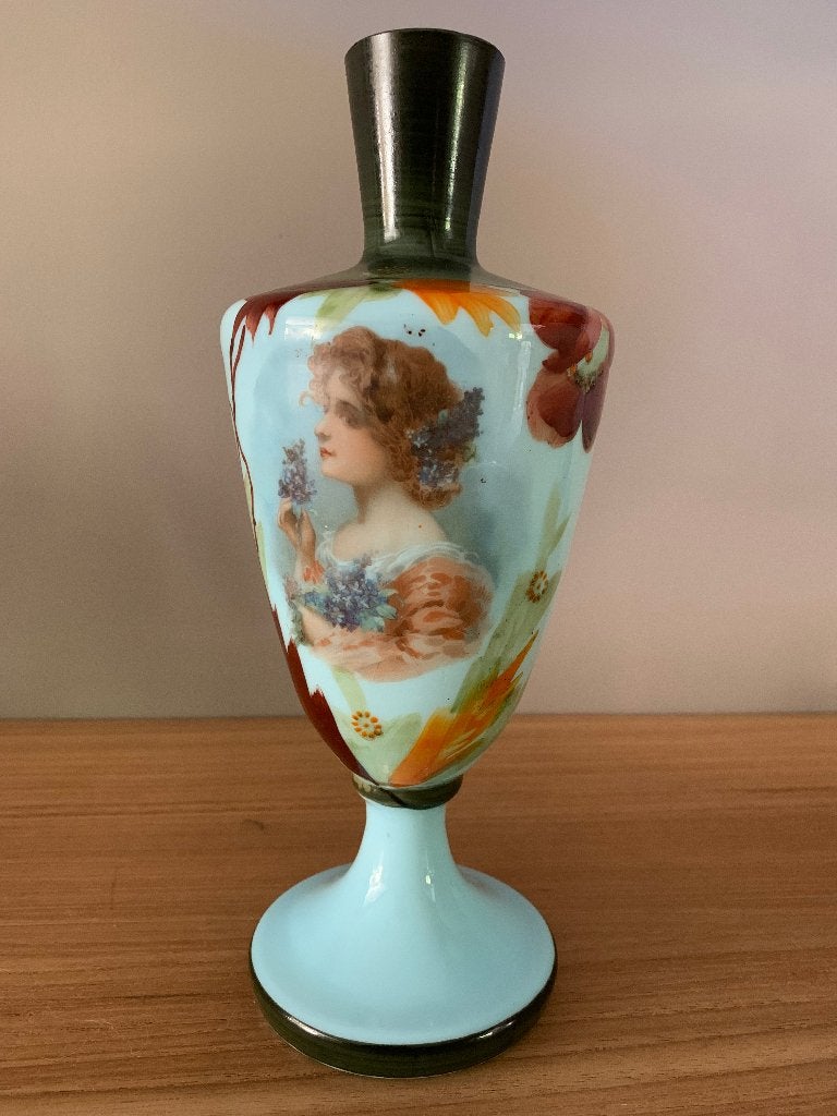 Antieke vaas opaline glas, Ophalen of Verzenden