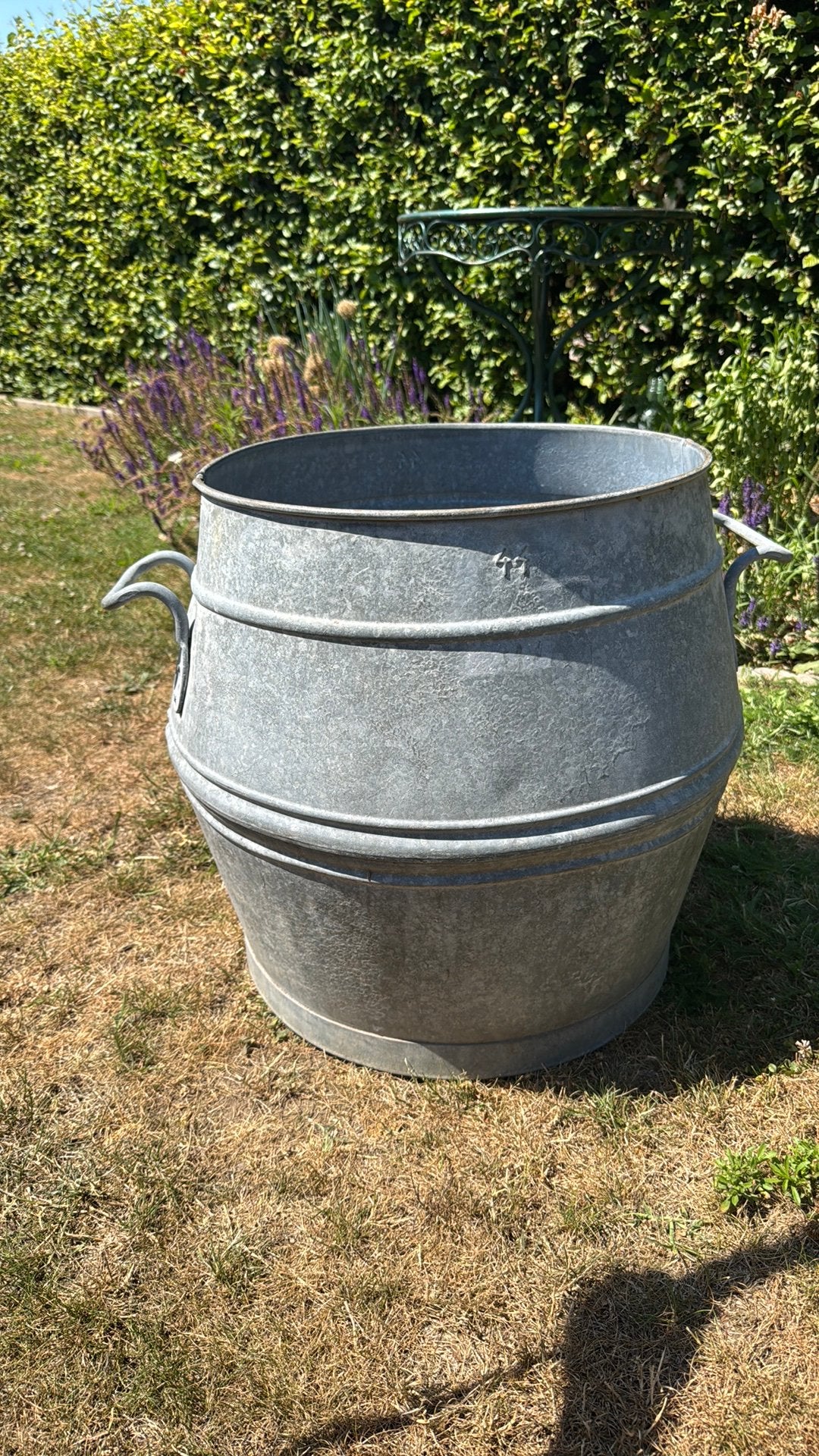 Zinken ton met handvaten, Tuin en Terras, Bloembakken en Plantenbakken, Ophalen, Gebruikt, Tuin