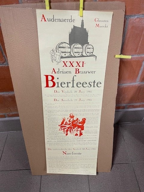 AFFICHE ADRIAEN BRAUWER BIERFEESTEN 1985 IN KADER + GLAS, Enlèvement, Autres types