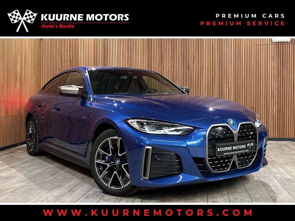 BMW i4 M50 Alu19"/Acc/Cam/Led/VerwZet/Dab *1j garantie*, Auto's, Gebruikt, Zwart, 544 pk, Blauw