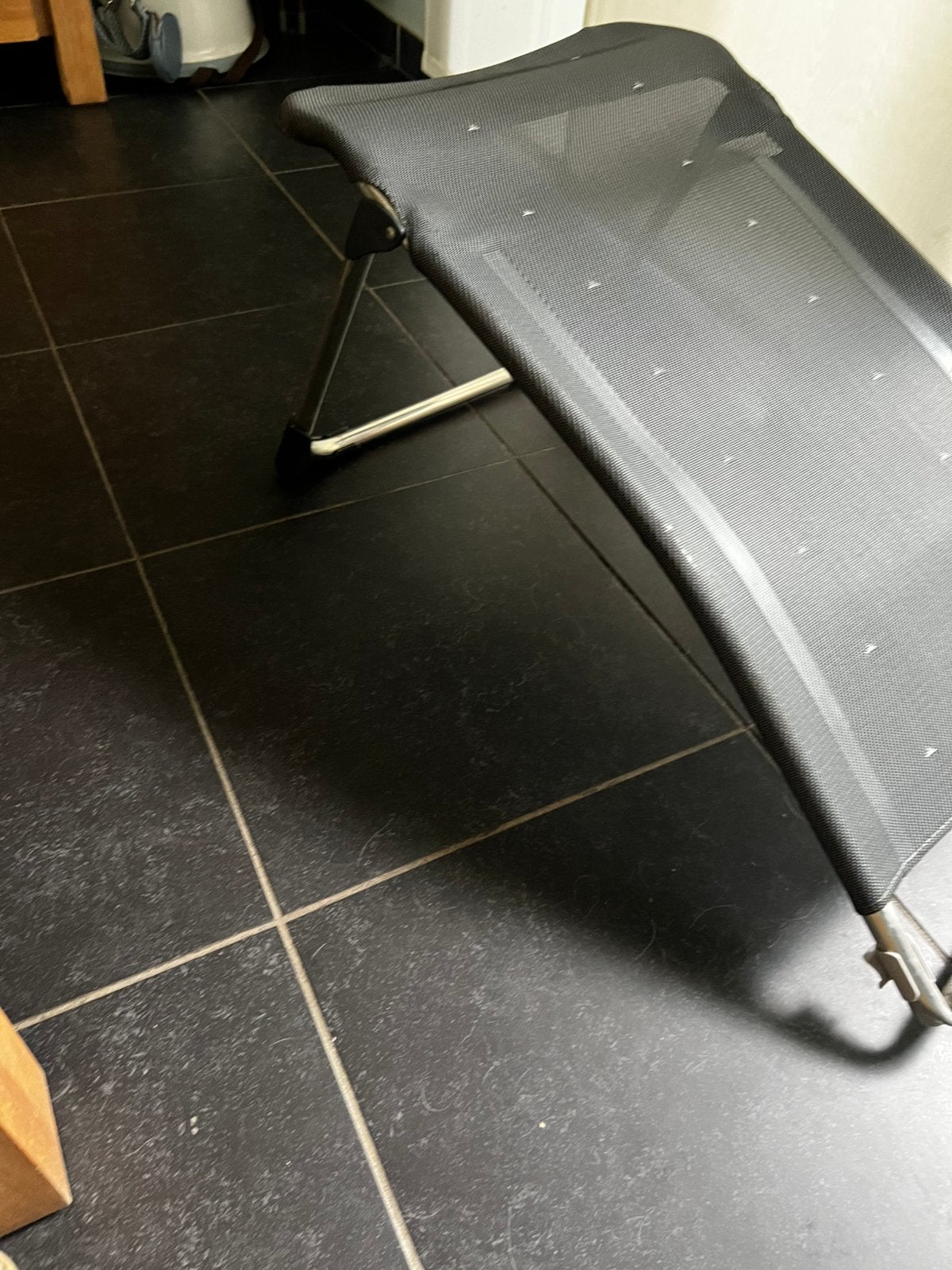 Crespo voetenbankje grijs en blauw, Caravans en Kamperen, Ophalen, Zo goed als nieuw