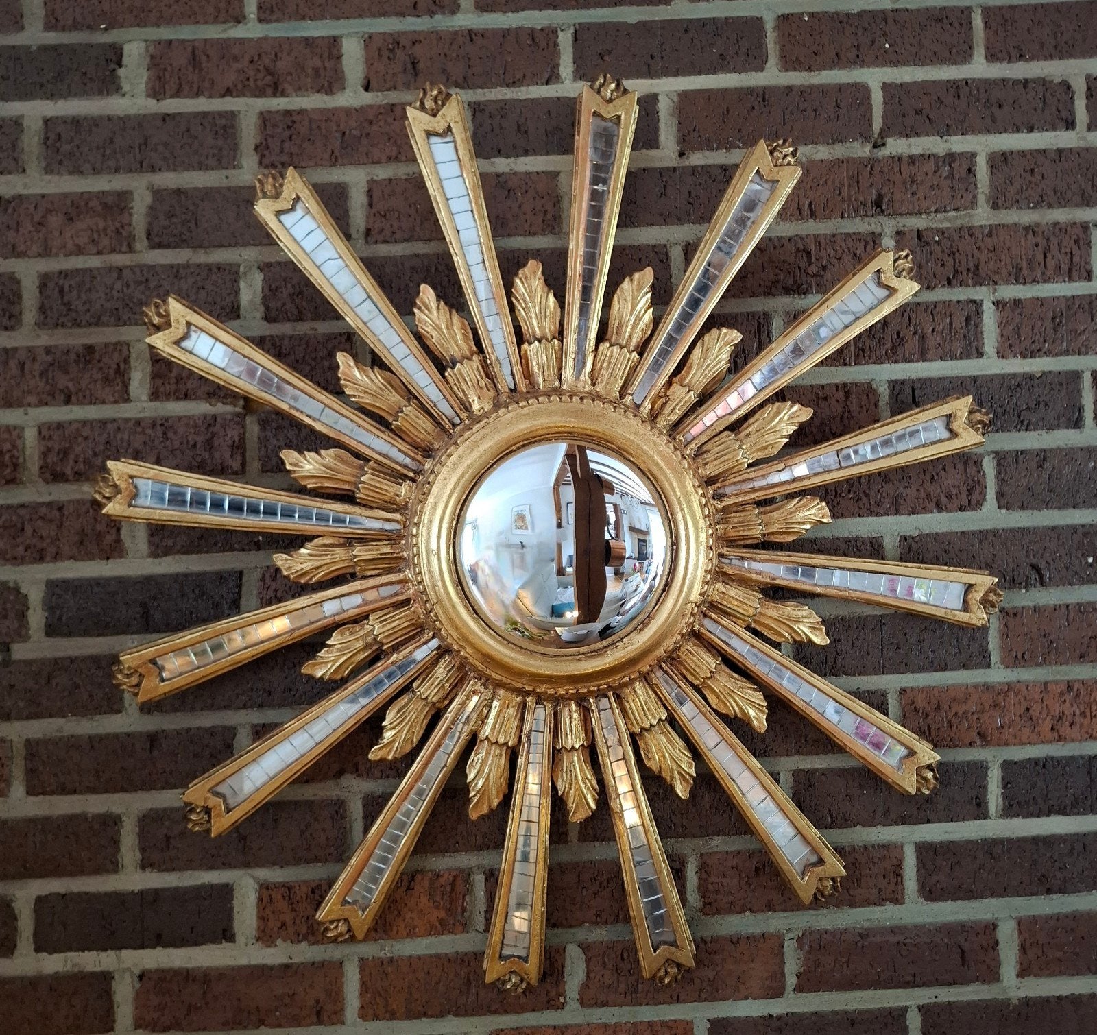 Magnifique miroir soleil sorcière XXL 85cm - bois., Antiquités & Art
