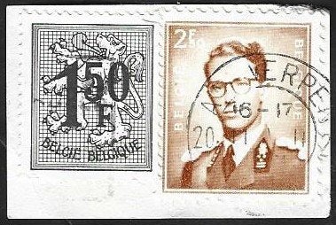 2 Postzegels op brief  België 1971, Oblitéré, Enlèvement ou Envoi, Sans enveloppe, Affranchi