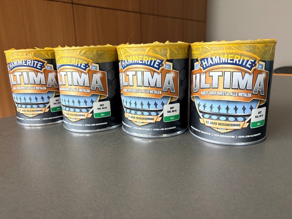Hammerite Ultima metaallak wit RAL 9016 – 4 blikken 750ml, Ophalen, Wit, Nieuw, Verf