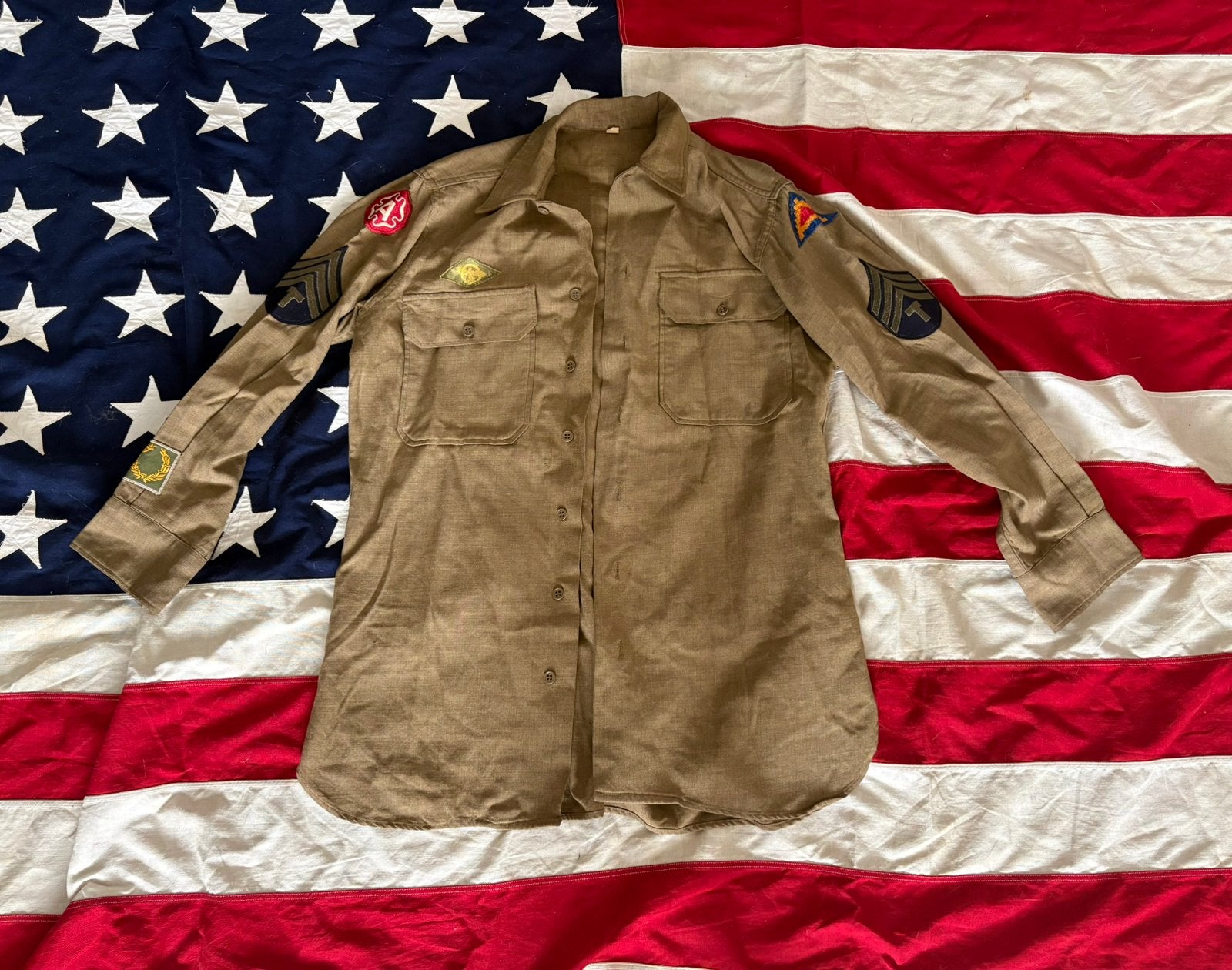 US WW2 mustard shirt 15x32, Verzamelen, Militaria | Tweede Wereldoorlog, Ophalen of Verzenden