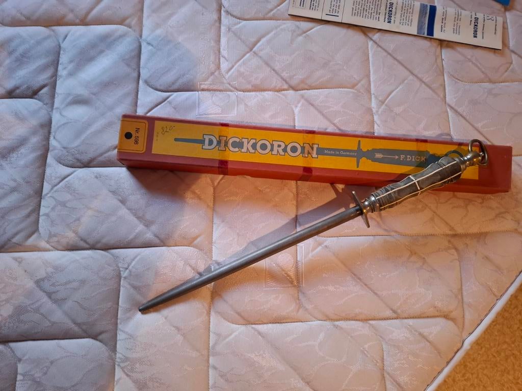 Wetstaal F. DICK DICKORON + originele doos (messen slijpen), Enlèvement