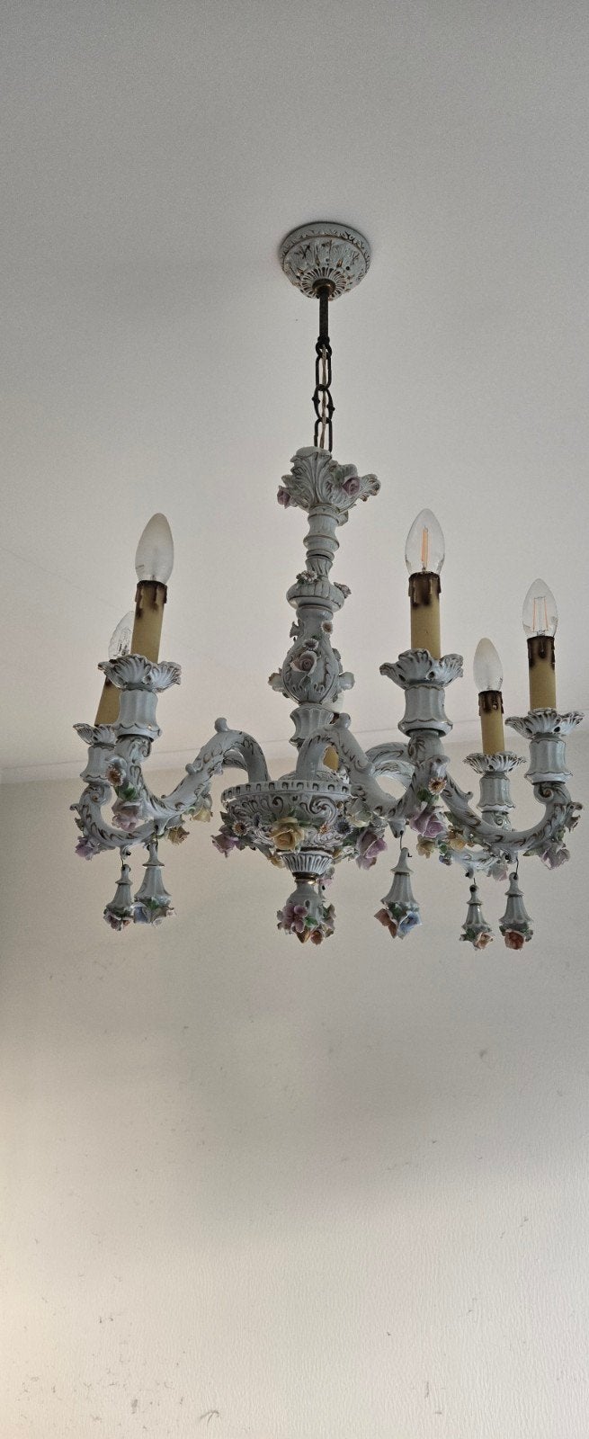 porselein luster met bloemen, Huis en Inrichting, Ophalen of Verzenden, Gebruikt, Keramiek