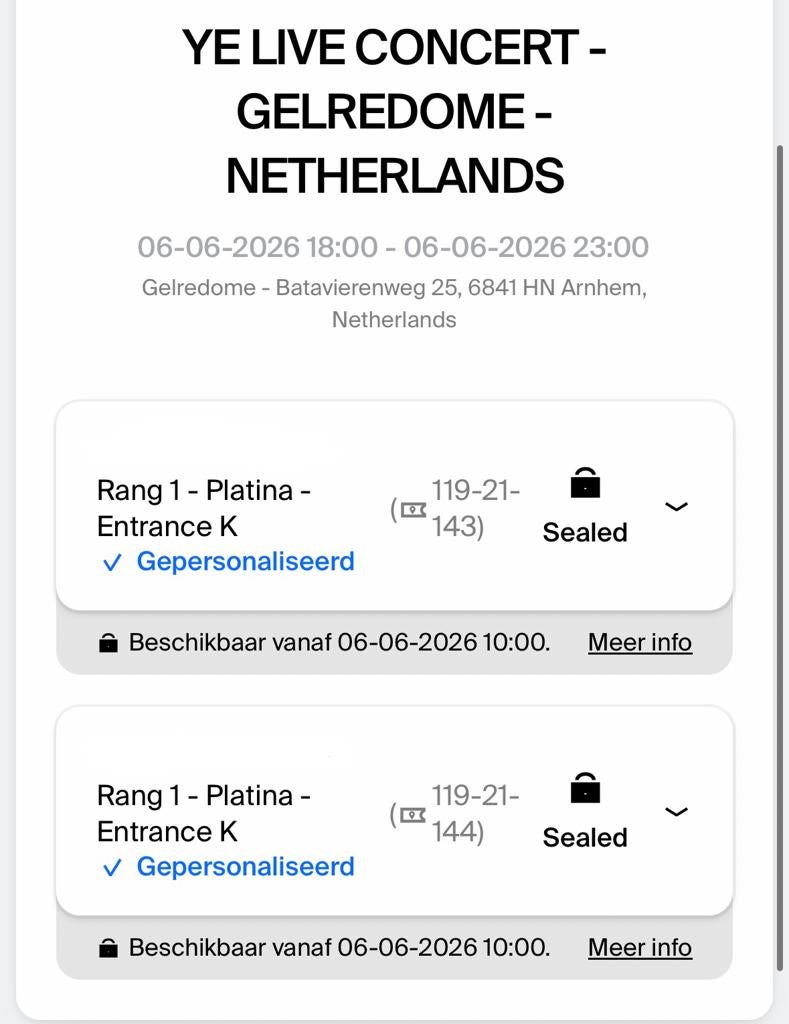 2 tickets Kanye West, Tickets & Billets, Concerts | R&B & Hip-hop, Deux personnes, Juin