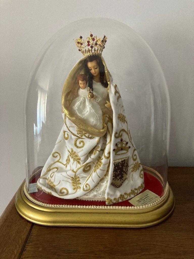 2 glazen stolpen met beelden, Antiek en Kunst, Ophalen