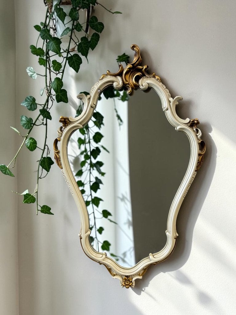 vintage wit gouden barok spiegel / wandspiegel, Antiek en Kunst, Ophalen