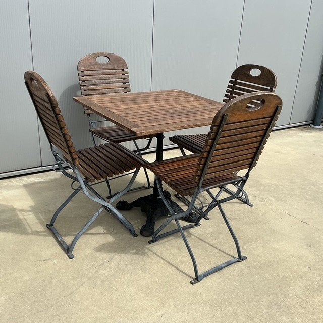 Mooi Frans tuinsetje tafel met 4 stoelen, Ophalen, Gebruikt, Tuinset